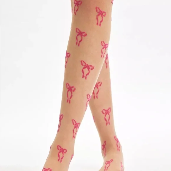 Urban Outfitters Sheer Tights with Pink Bows - Picture 3 of 3